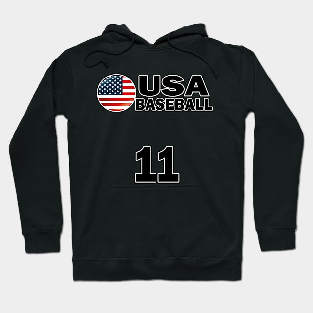 USA Baseball Number 11 T-shirt Design Hoodie by werdanepo